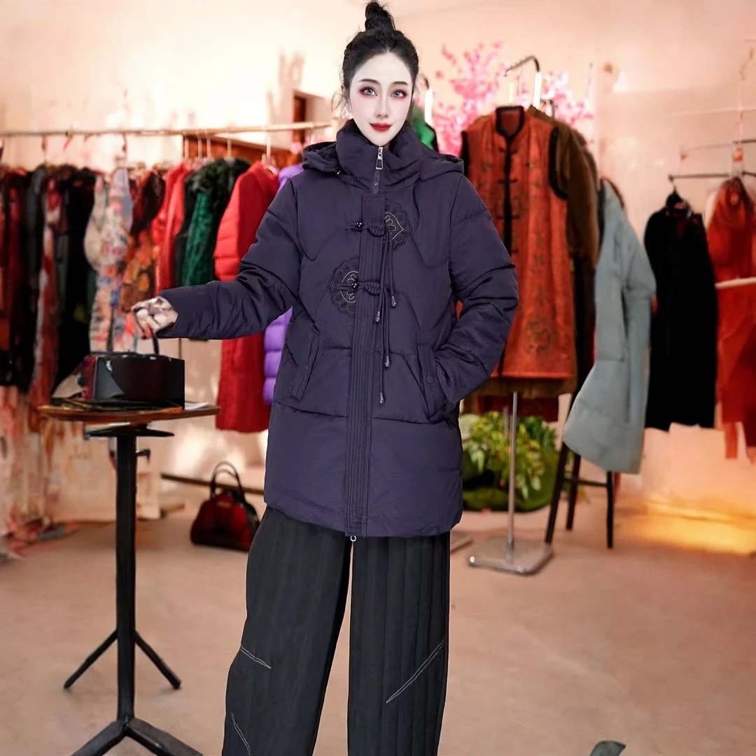 冬季新款中式国风盘扣流苏防寒服