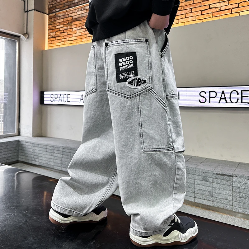 男童牛仔裤子春秋款2025新款男孩儿童装休闲中大童春季长裤春装潮