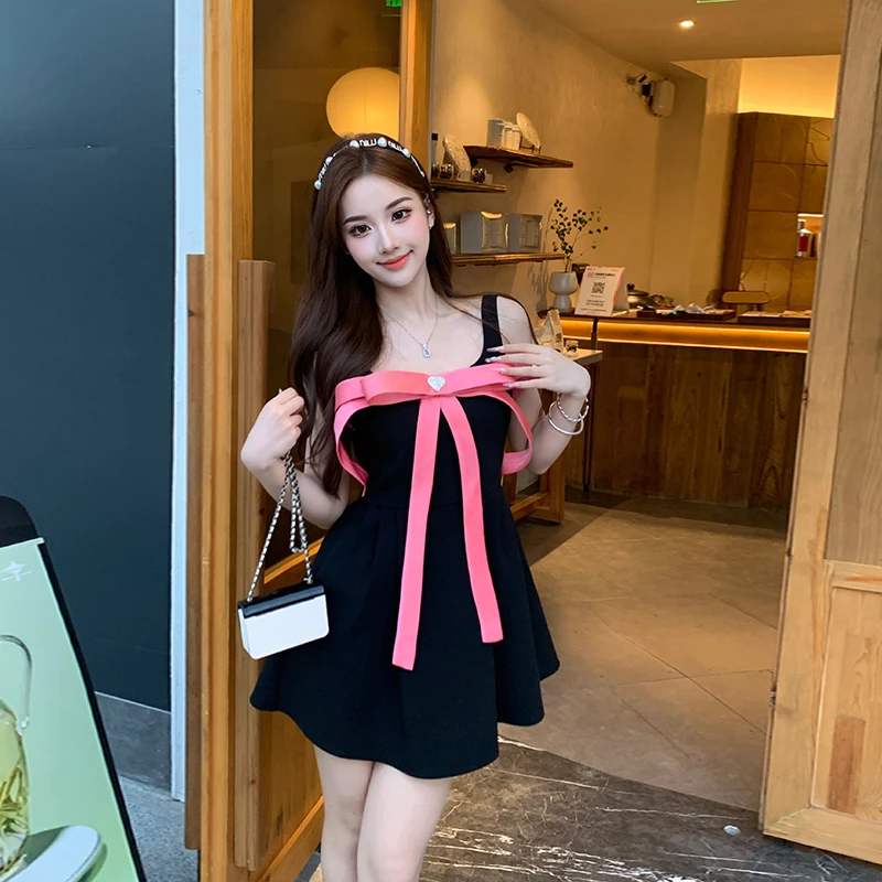 冰冰来了【Miu感少女2.0】小众设计背带裙立体蝴蝶结连衣裙26129