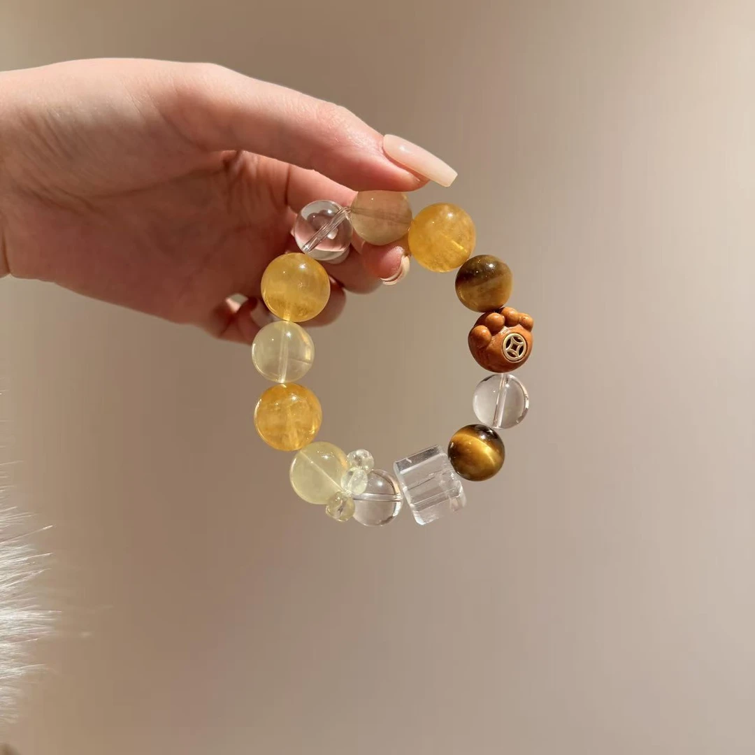 「掌握才富」金虎眼黄莹石黄水晶手串手链 ZE162