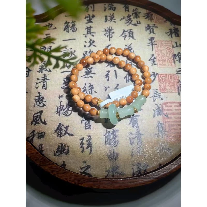 库克 浅绿竹节 跑环 双圈手串（无礼盒）186