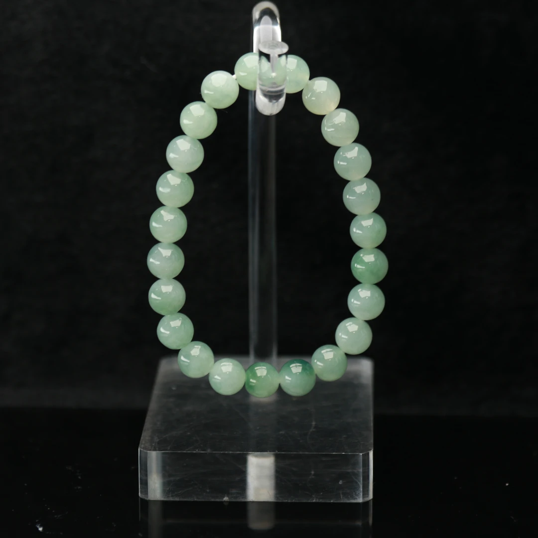 6天然缅甸翡翠A货冰绿手串/500633/保利厦门拍卖