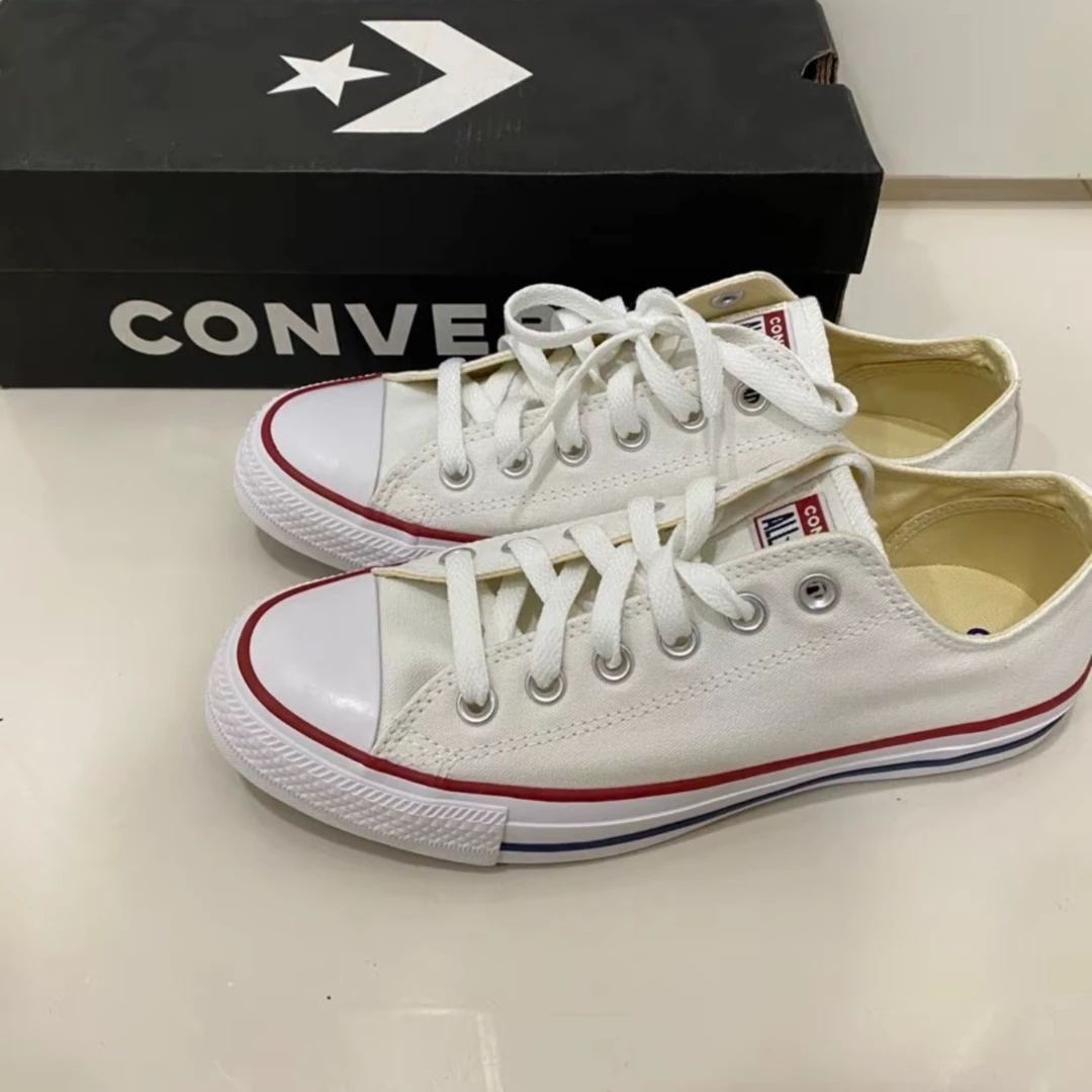 Converse/匡威红蓝两色点缀白色低帮男女同款101000