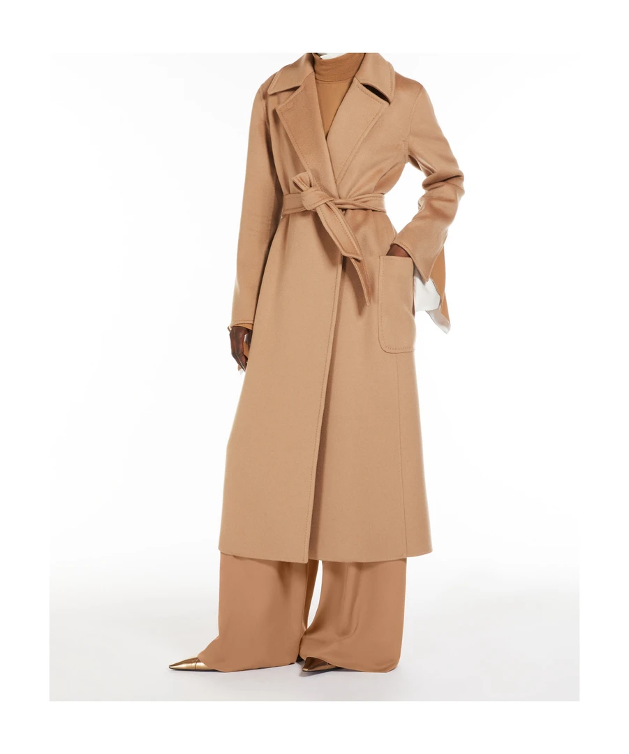 全新未使用 MaxMara Artur 25年新款驼色翻领系带100%羊绒大衣