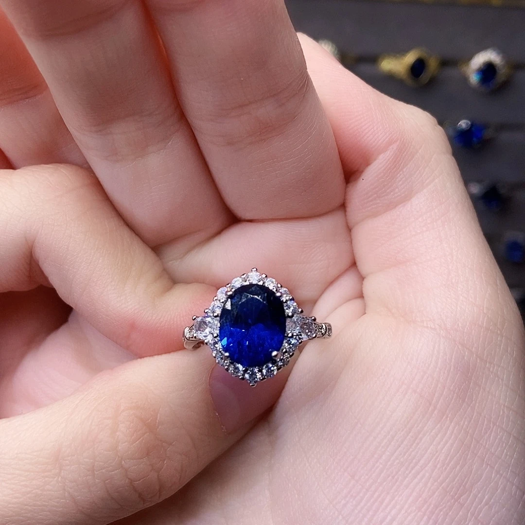 银S925镶嵌戒指蓝宝石