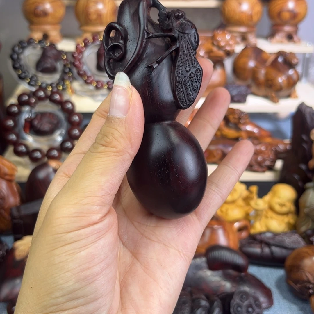 张***海木小叶紫檀手工葫芦手把件
