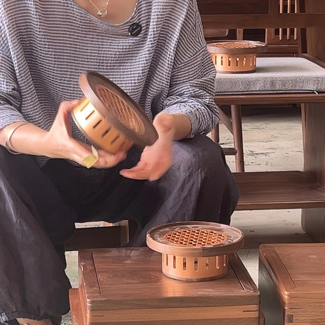 木（非红木类）圆形温茶炉微瑕