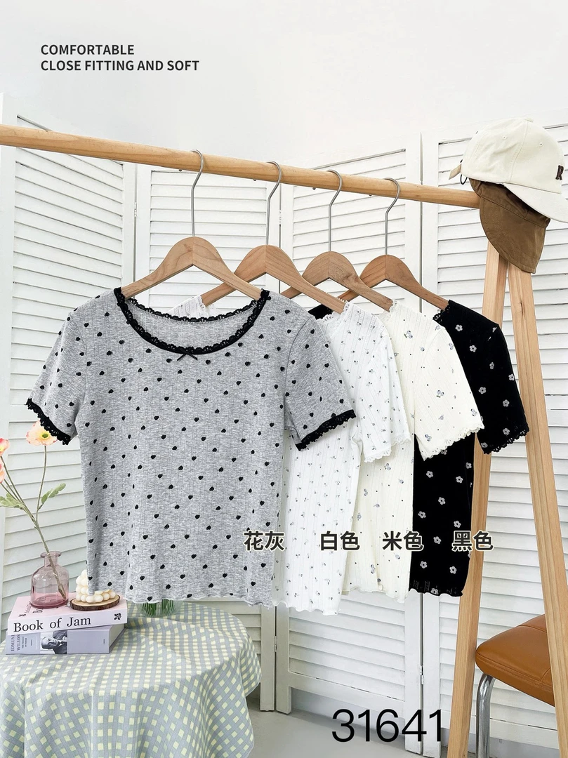 五件伊代优品女士莫棉短袖家居T恤舒适透气