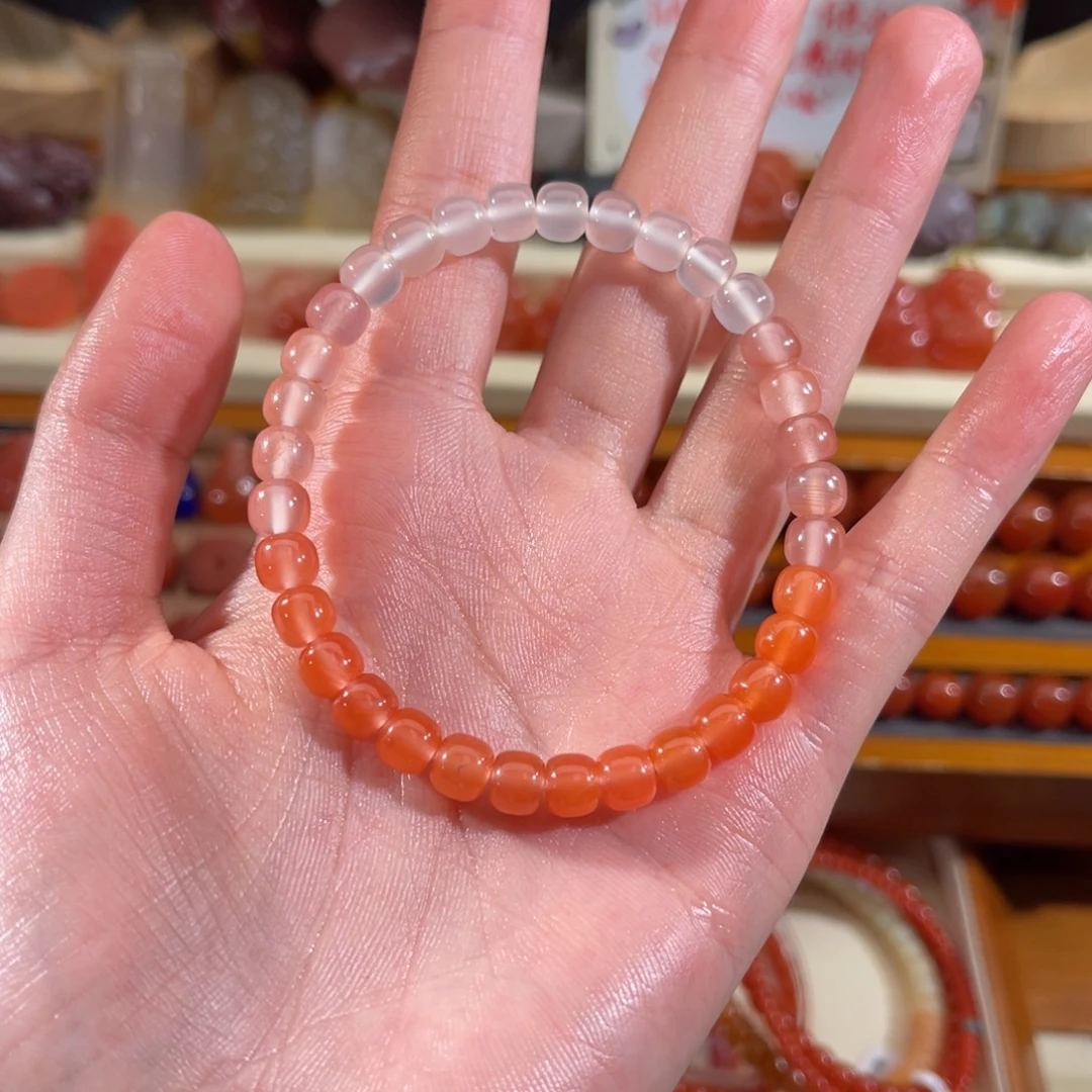 南红玛瑙未镶嵌老型渐变手串6.5