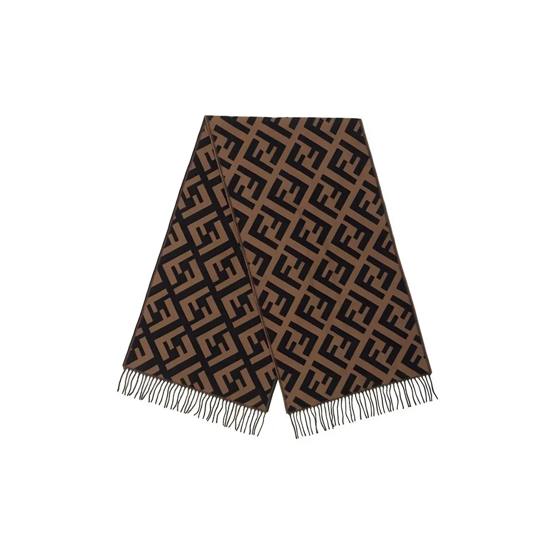 FENDI芬迪 Logo时尚潮流 绒线围巾 男女同款 棕色/红色