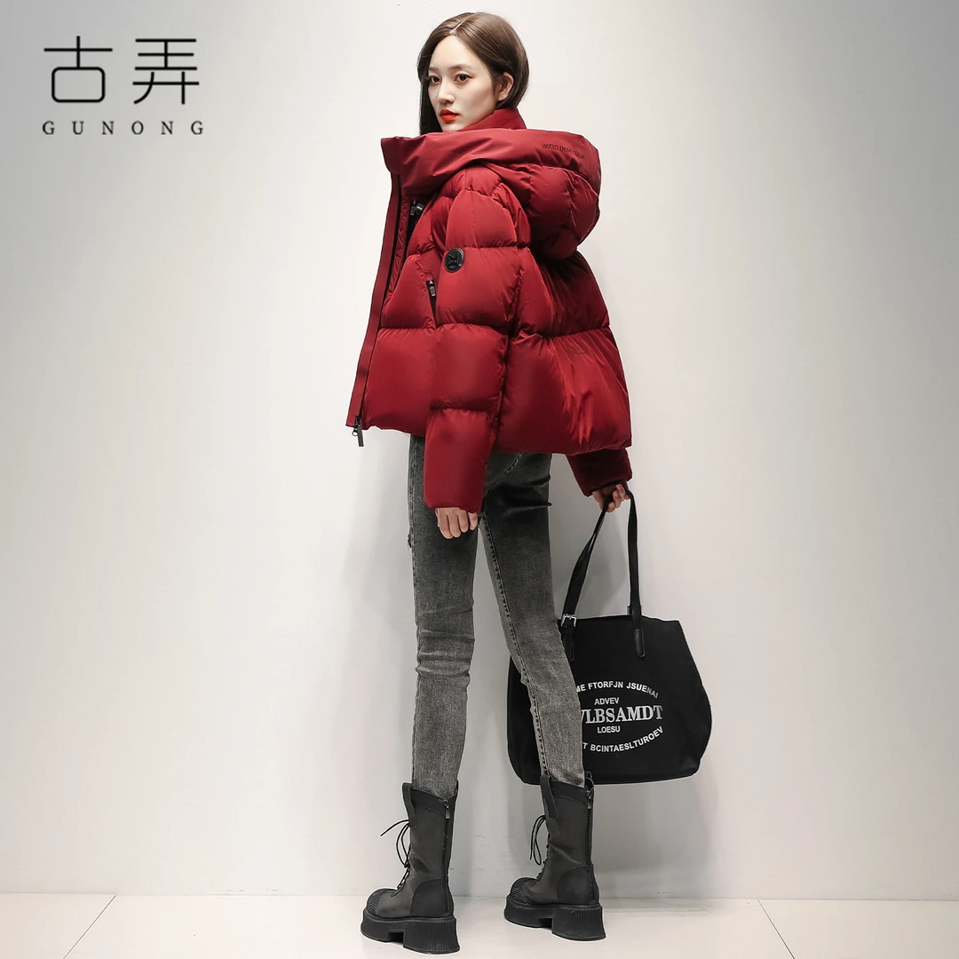 高端潮牌时尚连帽羽绒服女2025冬季新款小个子面包服羽绒洋气外套