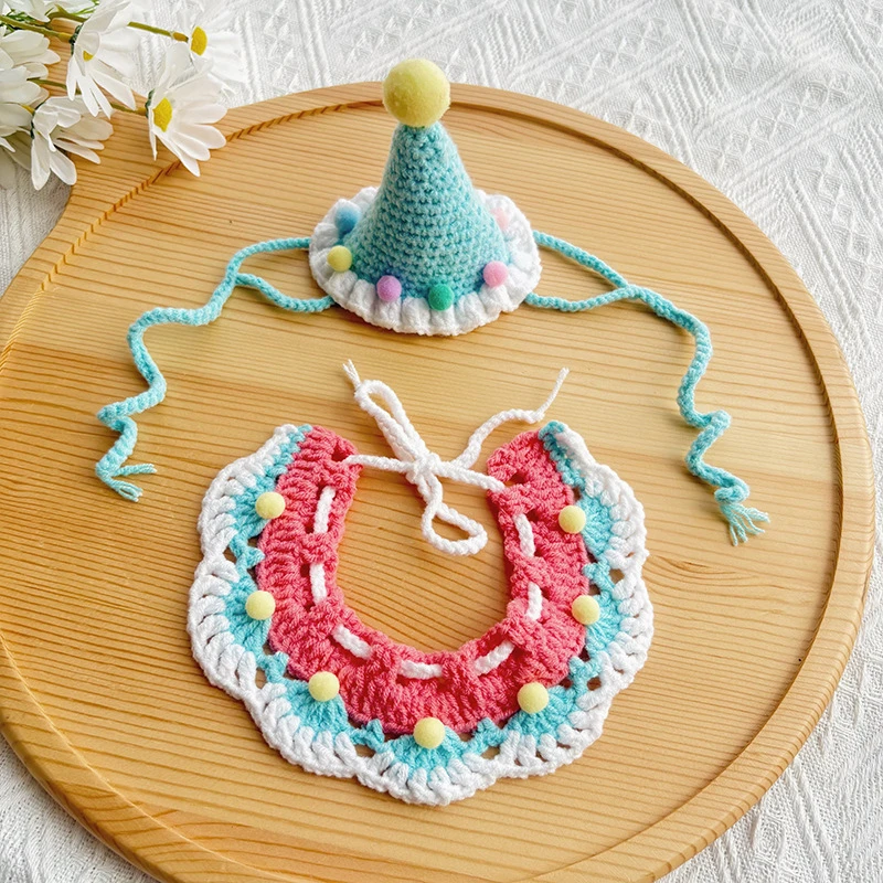 猫猫套装拍照装饰围脖可爱手工套装针织帽针织围脖宠物必备物品