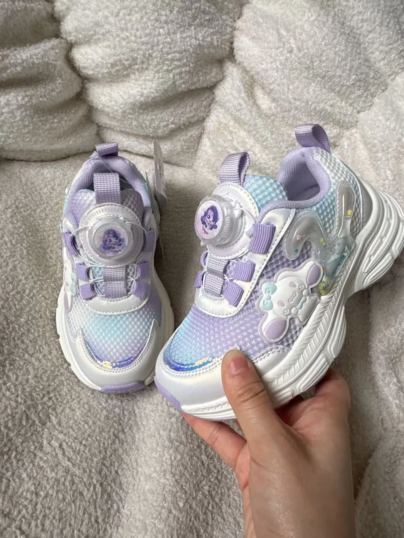 A522517儿童时尚百搭舒适单网玉贵狗纽扣老爹鞋