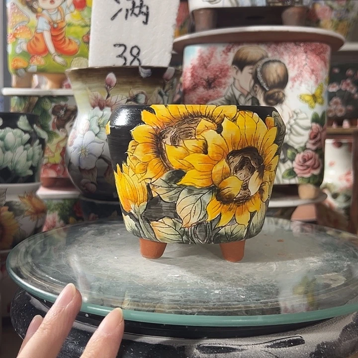 景德镇手绘花盆满38包邮