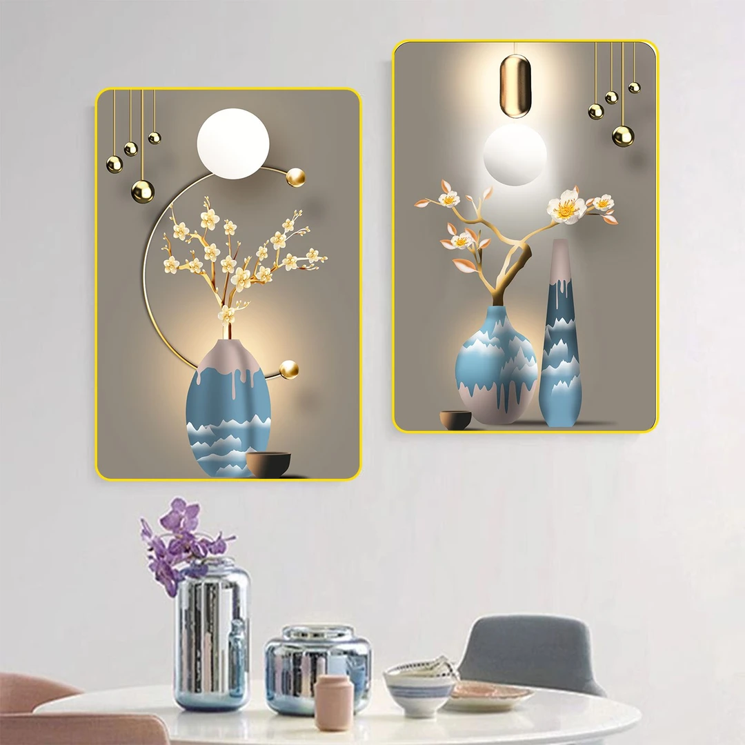 简约现代餐厅装饰画创意双联组合饭厅挂画花卉餐桌客厅壁画