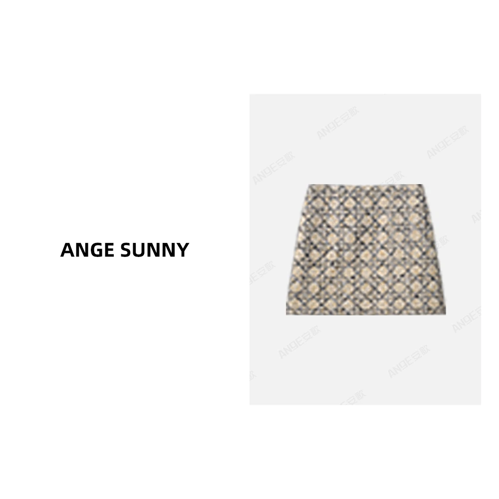 ANGE SUNNY【藤格纹羊毛套装 半裙】时尚新款 菱格纹轻奢气质包臀裙