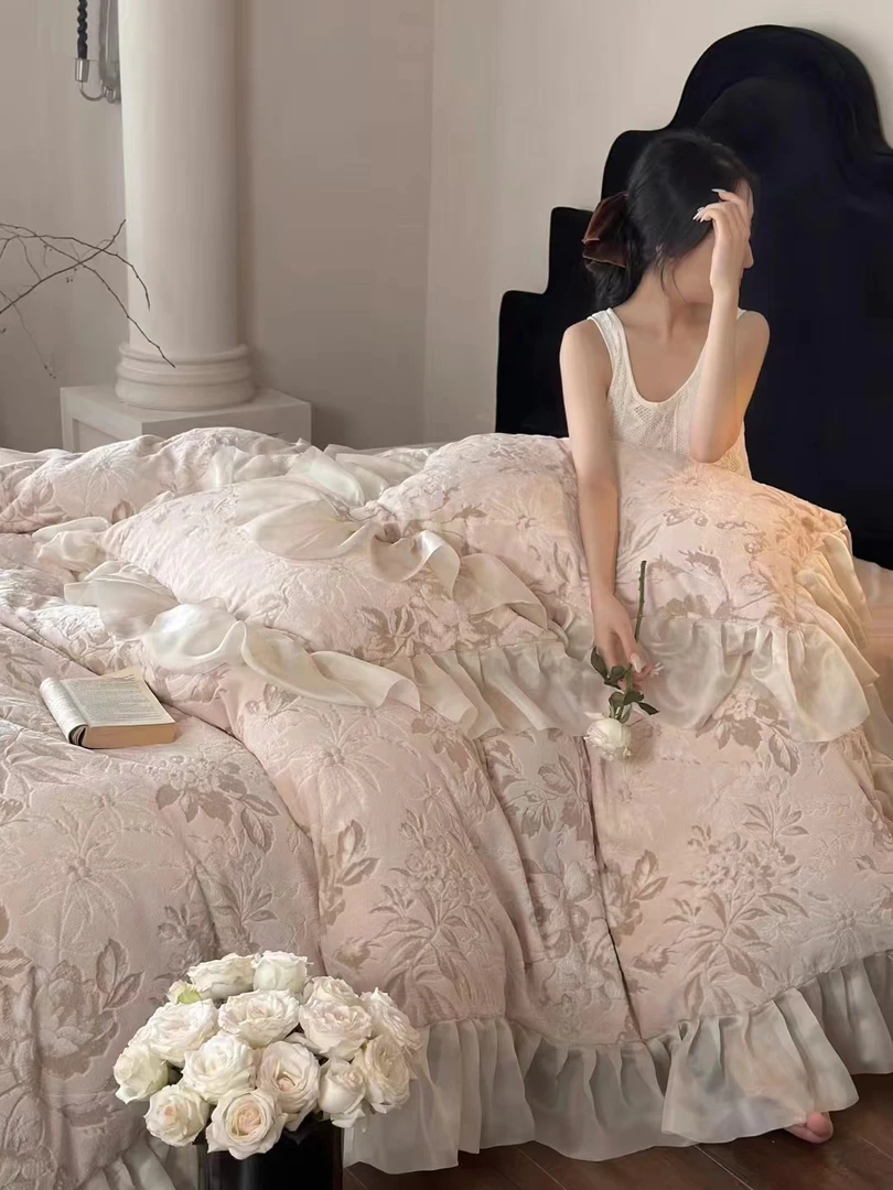 牛奶绒四件套法式公主风床上用品