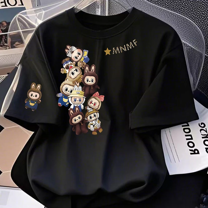 【6--4彩】2025纯棉男女同款纯棉T恤短袖t恤男女夏季ins潮宽松印花