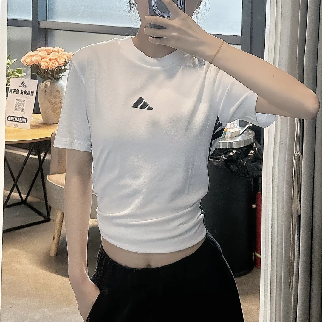 adidas阿迪达斯3-STRIPES三条纹纯棉运动休闲短袖T恤JY8576