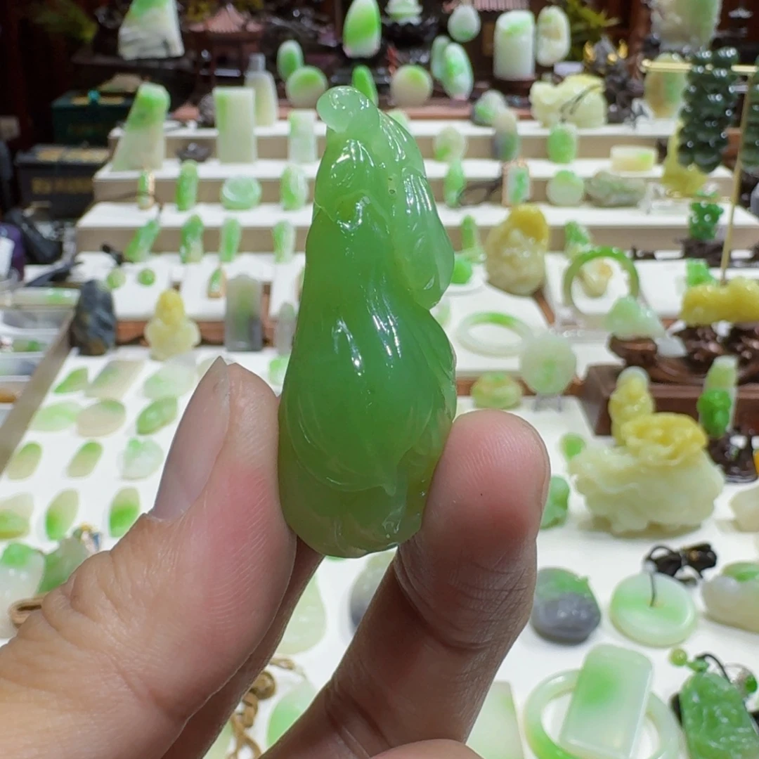 和田玉（碧玉）未镶嵌挂件和田玉碧玉玉兰花挂件