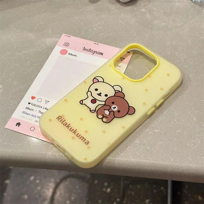 波点小熊适用苹果16promax手机壳华为荣耀vivo小米oppo果冻二合一