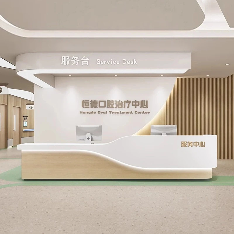 前台接待台公司办公服务台吧台桌酒店收银台医院导台咨询柜台定制