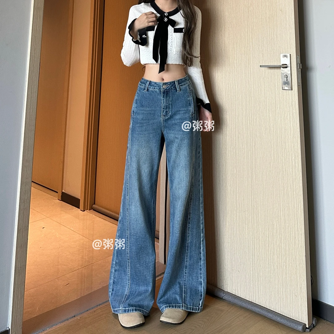 【密卡】【现货+运费险】秋季新款直筒阔腿裤女2025年爆款休闲牛仔裤