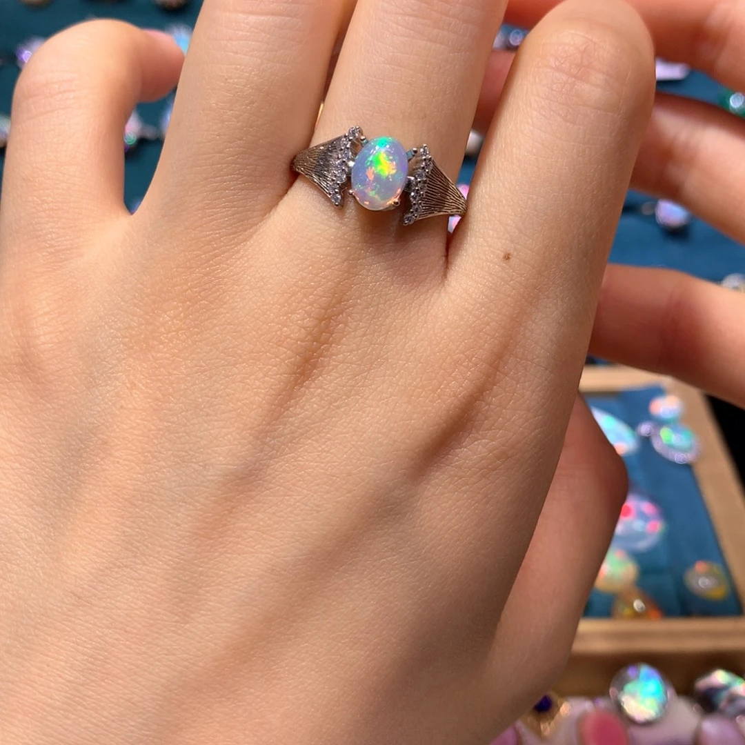 欧泊银S925镶嵌戒指裸石镶嵌