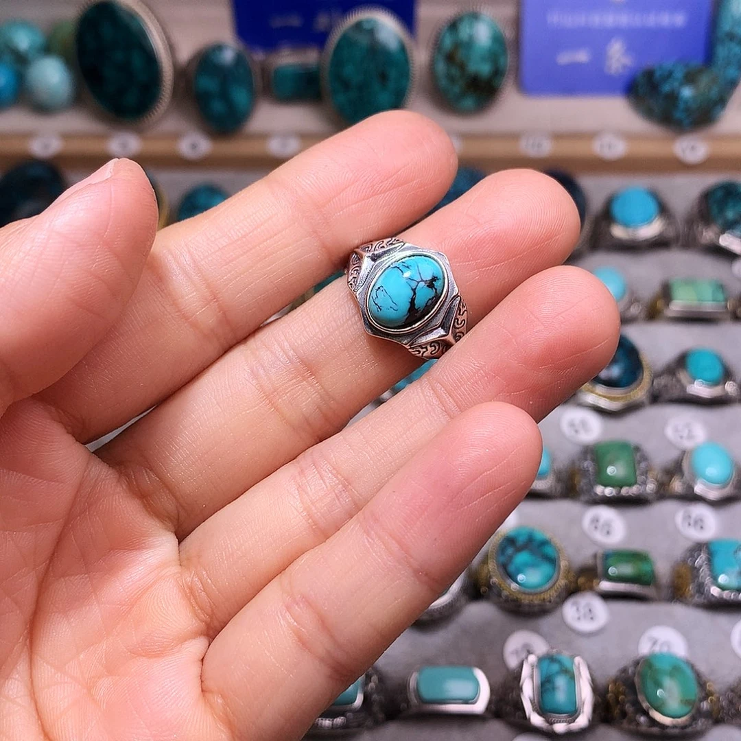 绿松石挂件银S925镶嵌