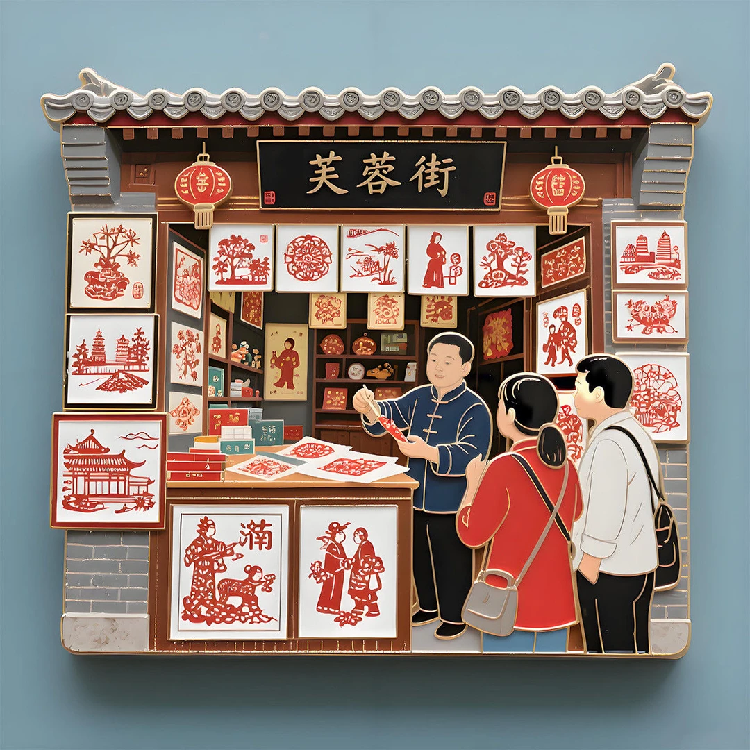 特价款剪纸济南芙蓉街冰箱贴金属旅游文创礼品景点建筑创意礼物