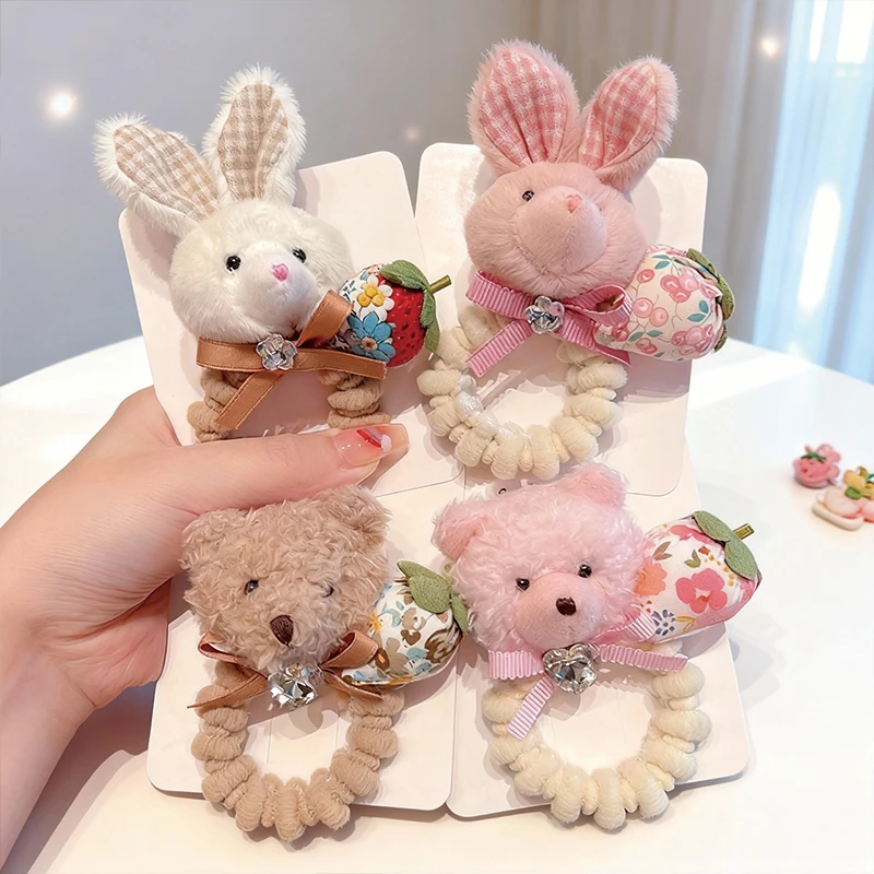 橡皮筋女扎头玩偶发圈甜美马尾皮套头饰卡通可爱头绳毛绒秋冬网红