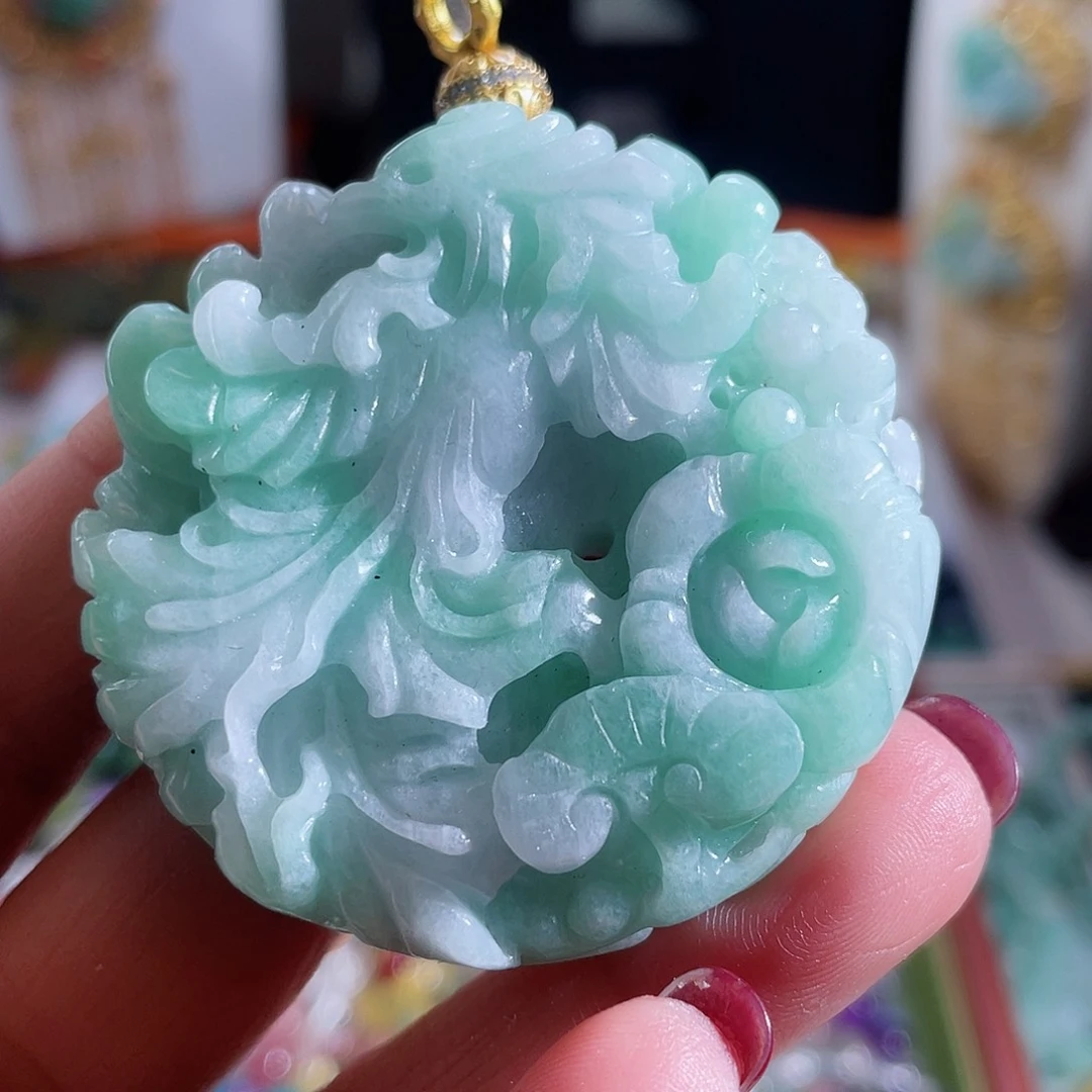 翡翠吊坠(赠链)未镶嵌翡翠凤穿牡丹吊坠