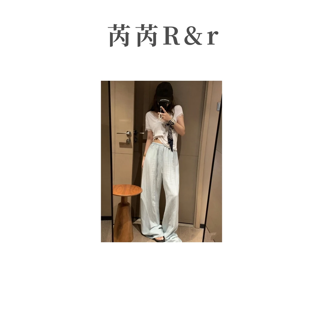 芮芮Rr - “三色亚麻裤”凉感天丝亚麻慵懒舒适女阔腿垂感百搭裤子