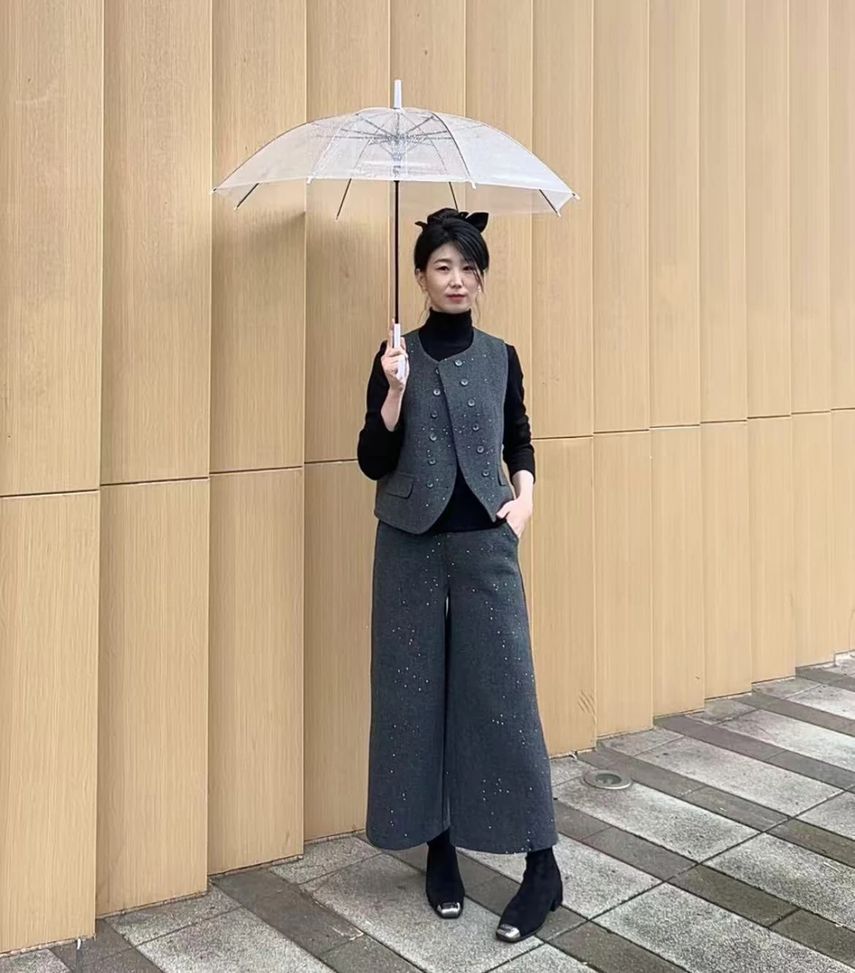2025秋冬女装森系休闲三件套装百搭西装时尚套装休闲风法式