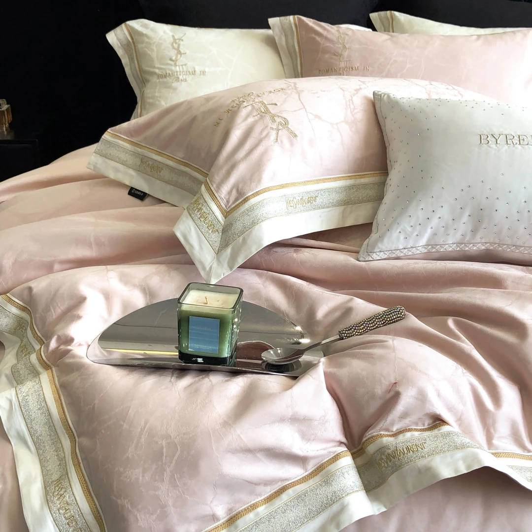 【慕奈】轻奢风全棉撞色拼边四件套纯棉简约风纯色套件