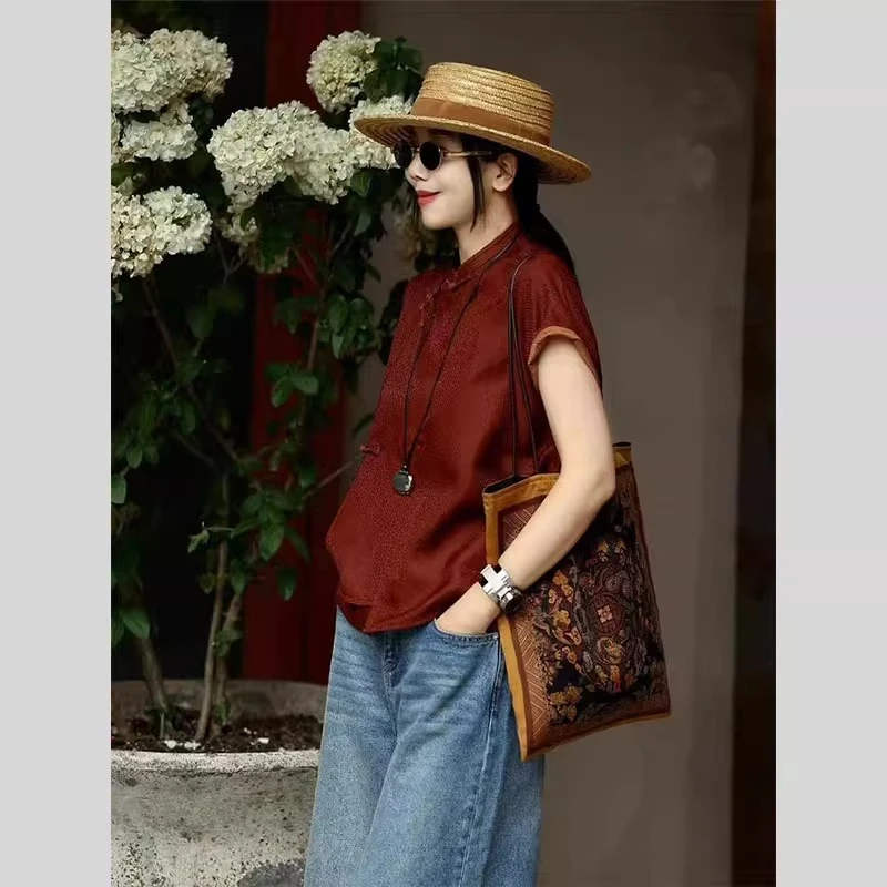新中式国风女装盘扣上衣2025夏季新款高级感复古洋气衣服唐装小衫