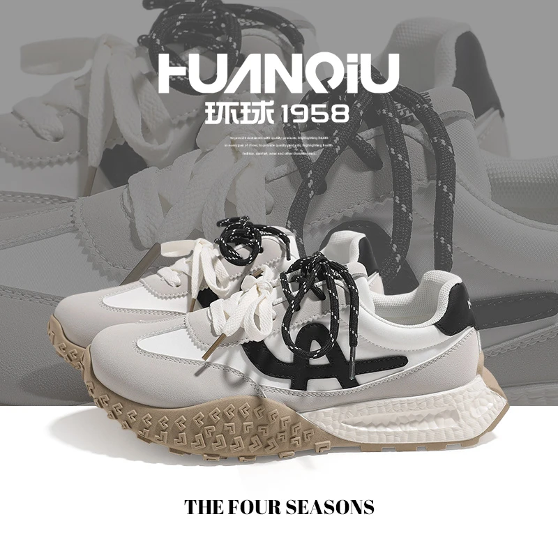 环球厚底德训鞋女款2025新款夏季百搭透气休闲鞋女轻便软底老爹鞋