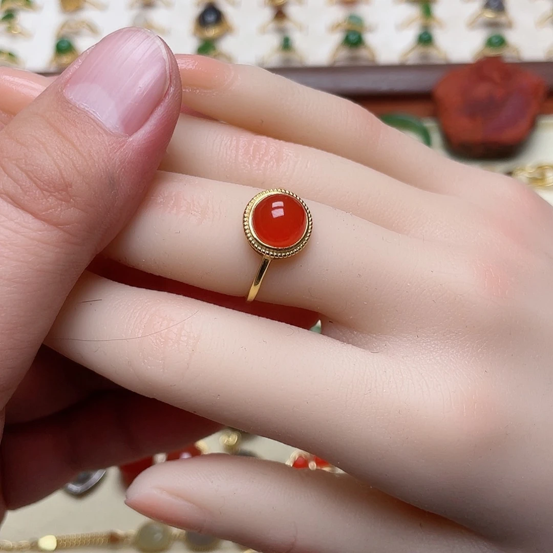 和田玉戒指银S925镶嵌