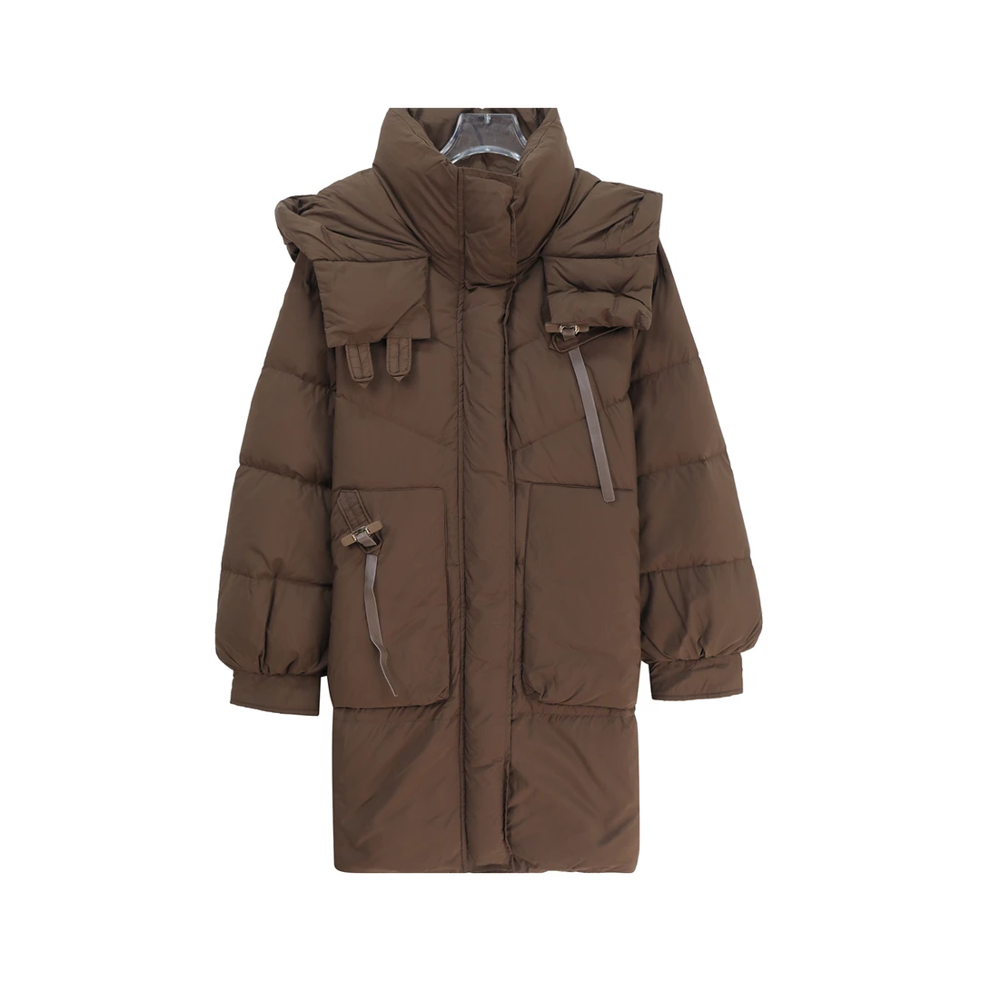 新款连帽减龄中长款气质宽松保暖羽绒服外套U312