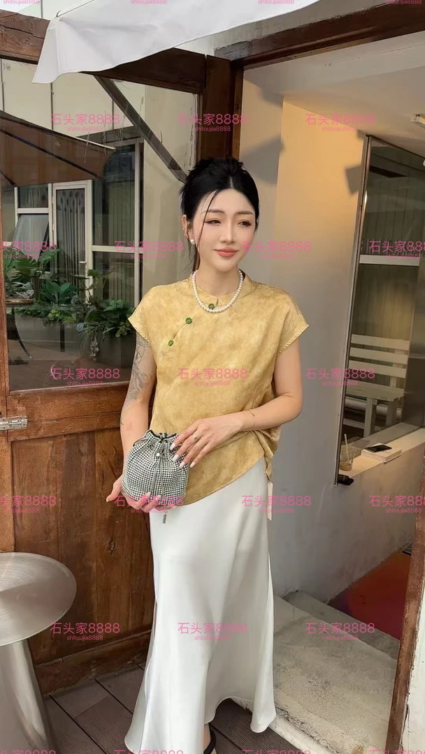 石头家【新中式盘扣设计夏季百搭显瘦衬衫】