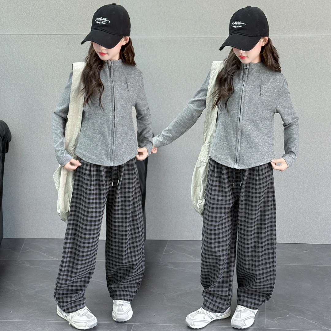 女童格子套装2025秋季新款时尚潮流可爱休闲潮流可爱甜美儿童套装
