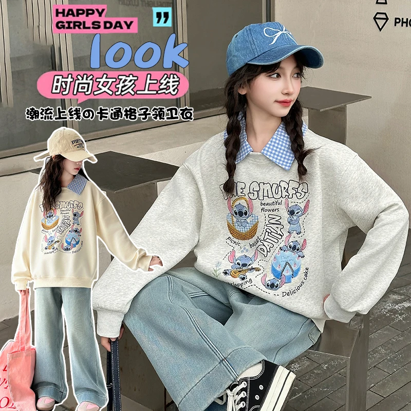 女童套装春装2025新款洋气儿童装中大童春秋时髦卫衣牛仔裤两件套