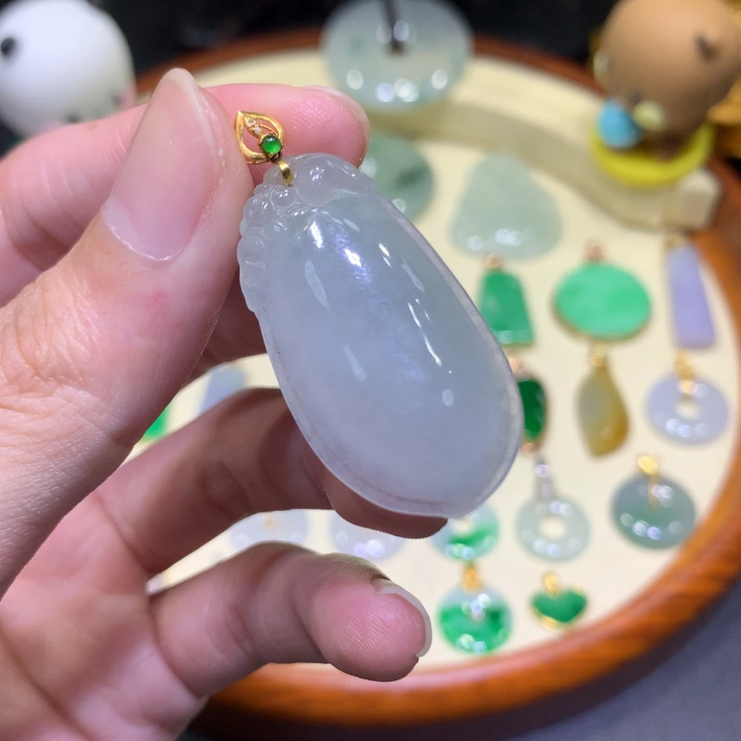 翡翠18K金镶嵌吊坠(不含链)