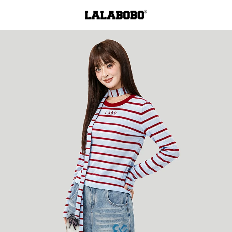 金源LALABOBO合体套头条纹针织衫LBED-WSDT11