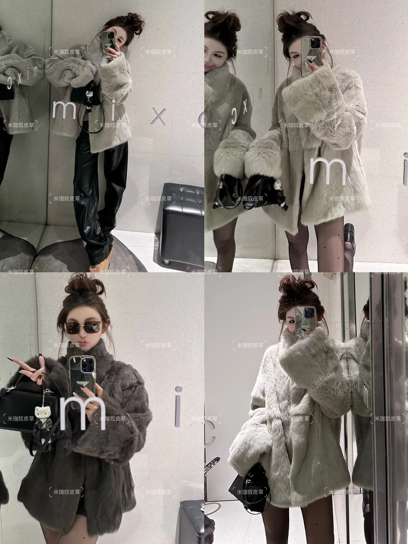 【港岛暮色】新款兔毛皮毛一体外套