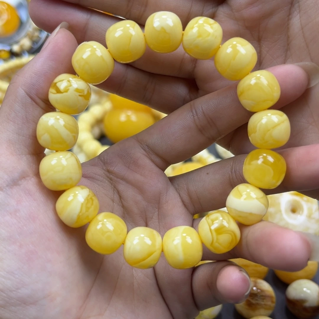 琥珀未镶嵌手串同料老邢手串13mm