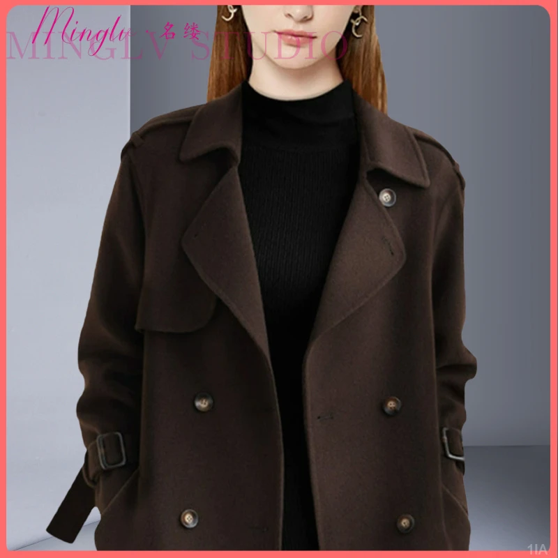 中性风高端精致呢大衣2025冬季新款中长款毛呢外套女大码英伦帅气