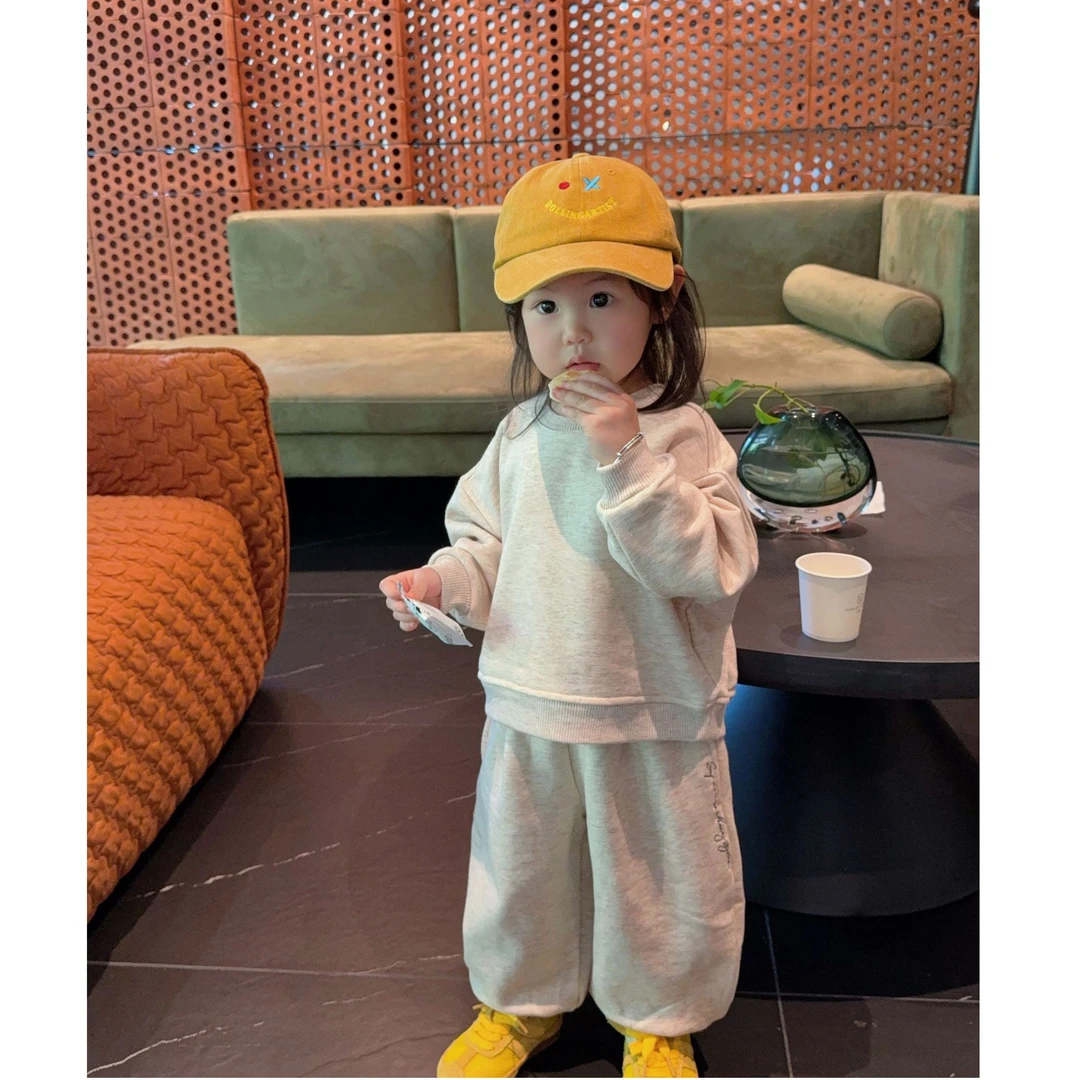 壹妈韩版童装女童卫衣套装秋冬洋气儿童女宝长袖上衣休闲裤两件套