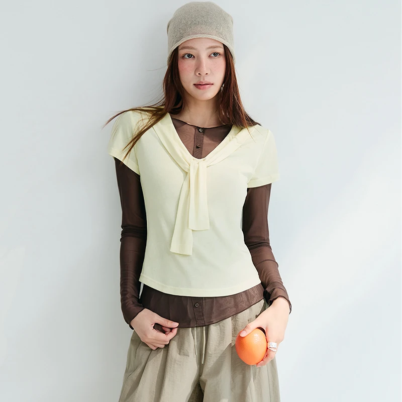 「PINPINPLUS」PP+凉感薄款网纱夏季绑带两件套PABEB211005Y