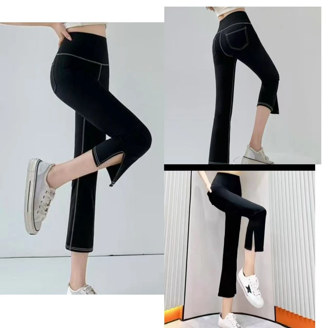 蒋姐家 夏季高腰收腹提臀八分烟管裤（明黑）